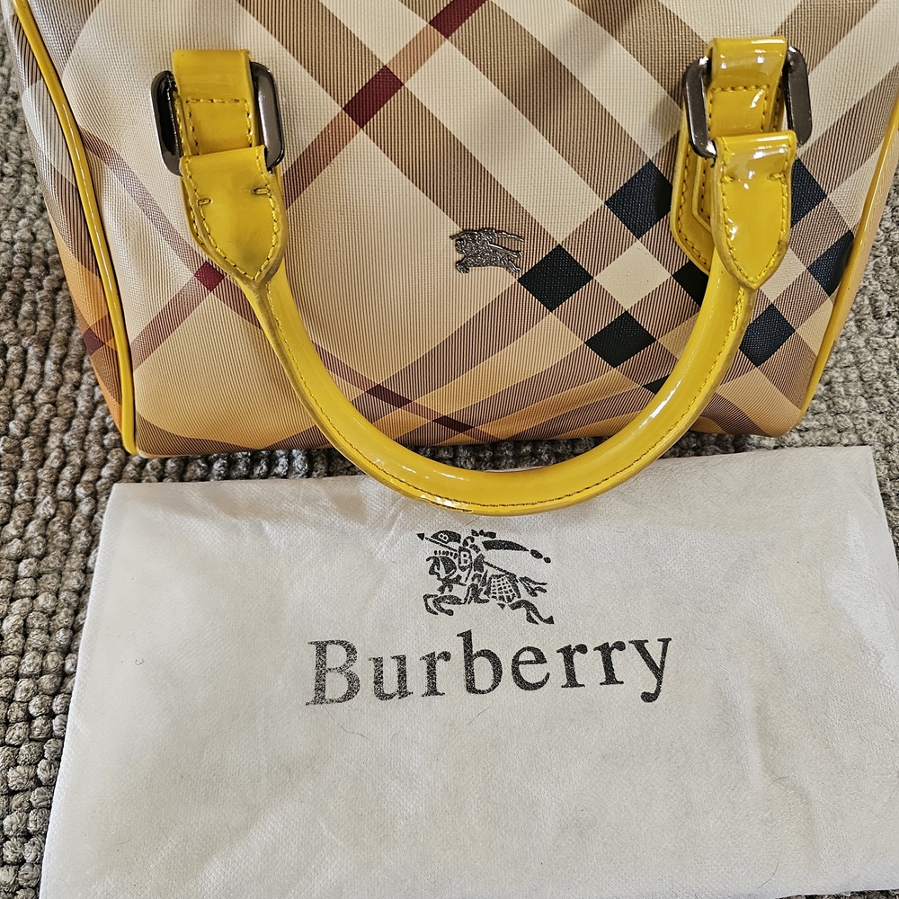 Burberry Beige and Yellow Plaid Satchel